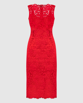 Dolce&Gabbana Red lace midi sheath dress F6TJTTHLMII