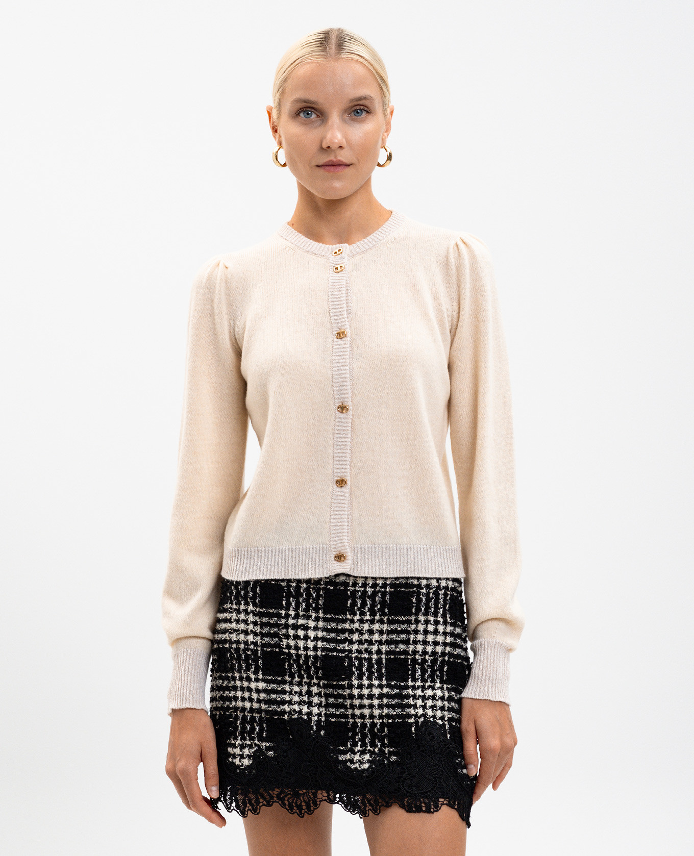 

Beige wool and cashmere cardigan Twinset