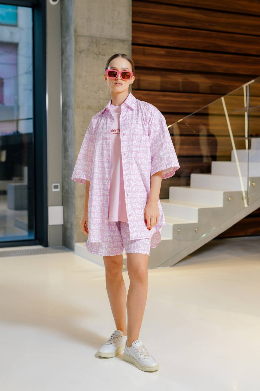 Pink logo print shorts Vetements 6