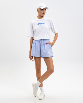 Off-White Blue striped shorts with logo 2CB05JF25FAB001
