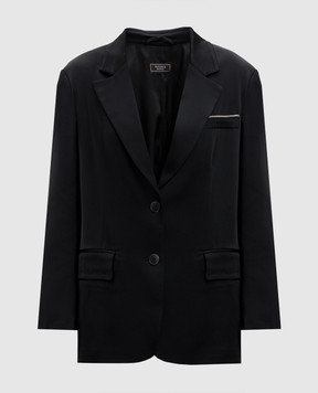 Peserico Black jacket with monil chain E01100U04270