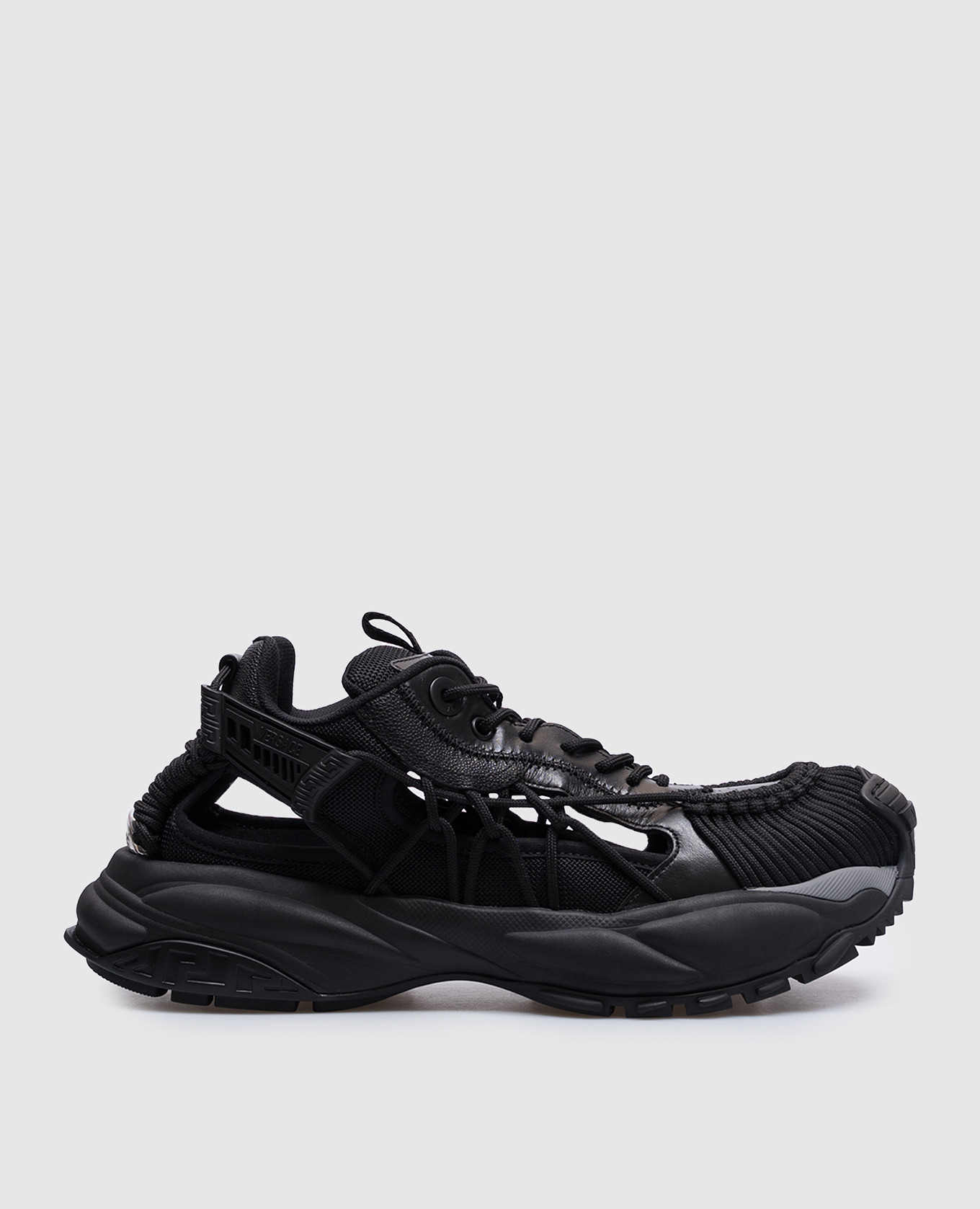 Black combination sneakers Mercury M_VS_01 with figured cutouts Versace