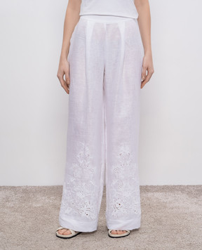Ermanno Scervino White linen pants with broderie embroidery D464P302NZR