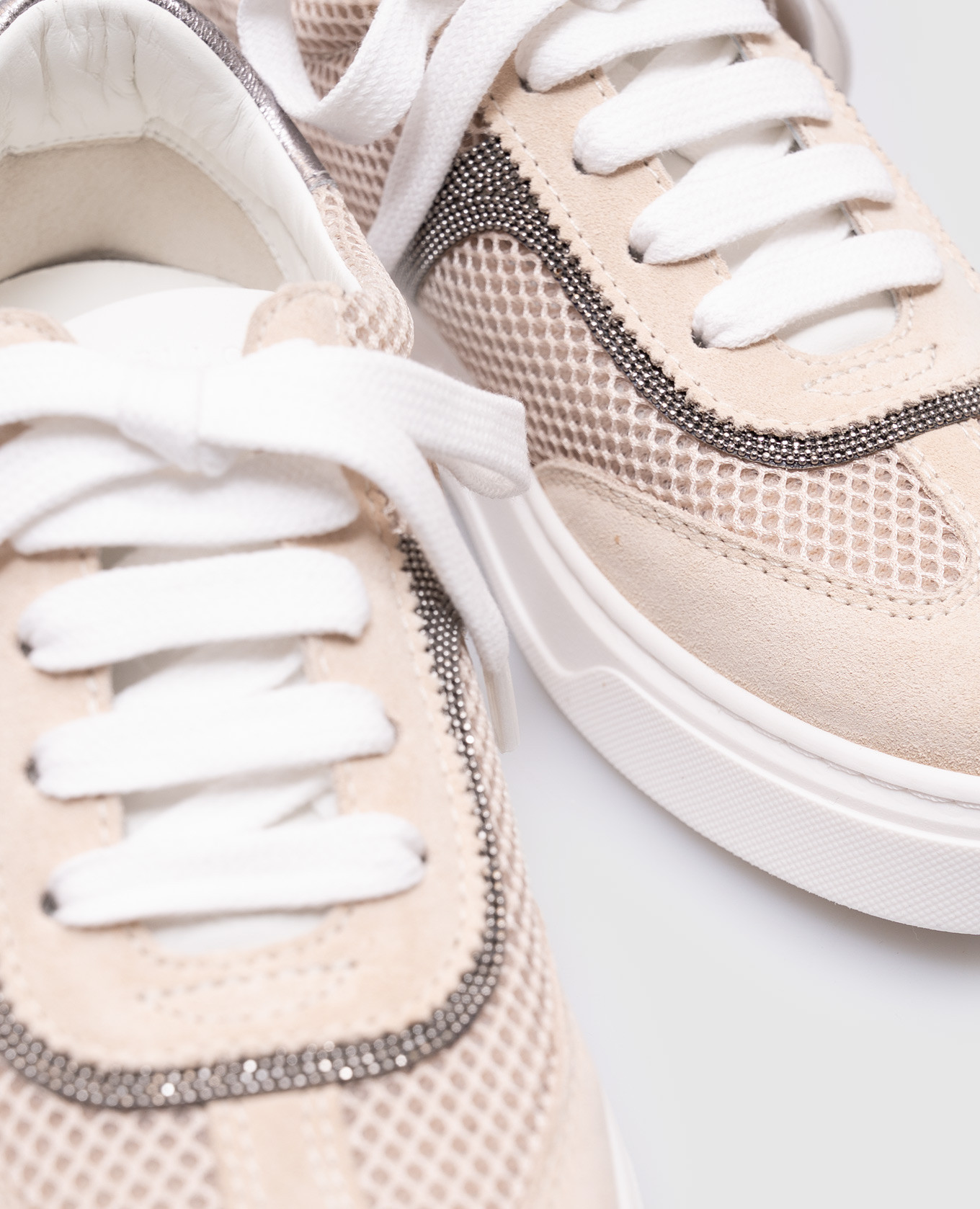 Children's beige combination sneakers with a monil chain Brunello Cucinelli 5