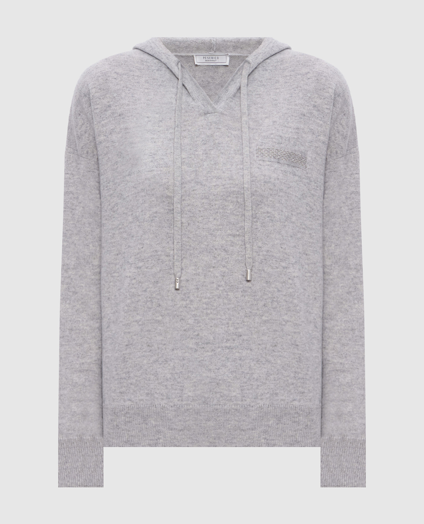 Grey melange wool, silk and cashmere hoodie Peserico