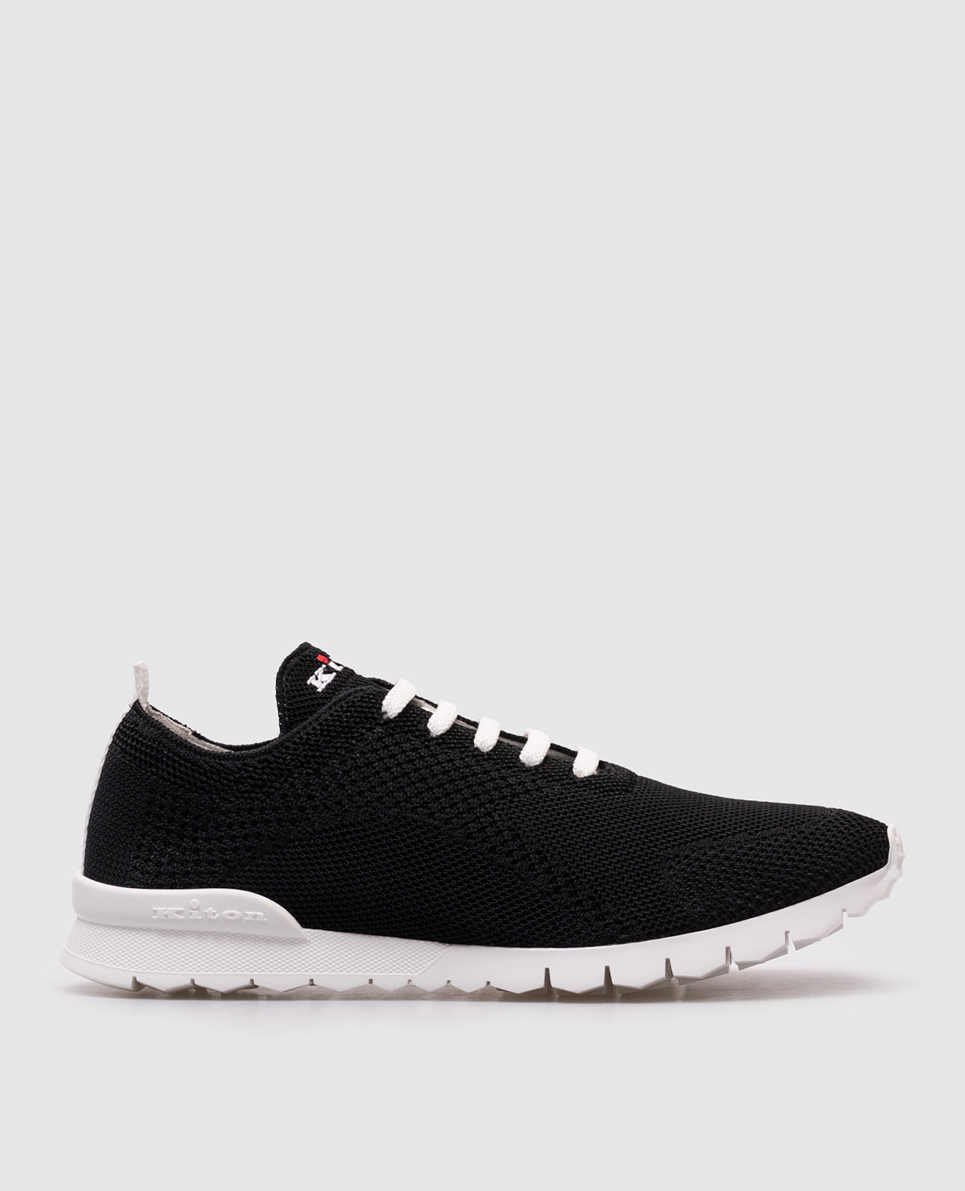 Black sneakers with logo embroidery Kiton
