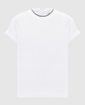 Brunello Cucinelli White top with monil chain MPT18BD200