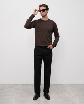 Dolce&Gabbana Brown silk jumper with DG logo monogram embroidery GXX02ZJBSLV