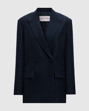 Valentino Blue double-breasted jacket made of wool and silk in the TOILE ICONOGRAPHE pattern 5B3CE3K08G5