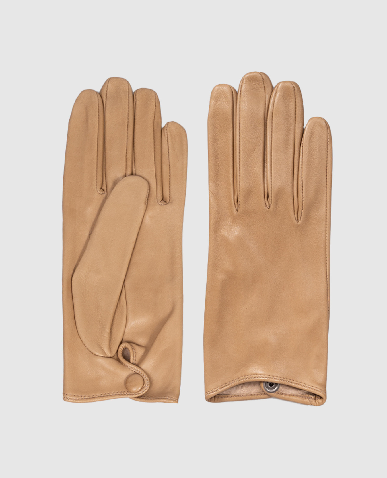 Beige leather gloves with cutout Babe Pay Pls