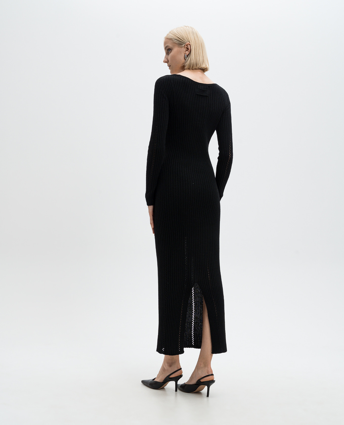 

Black dress with ribbed wool Twinset