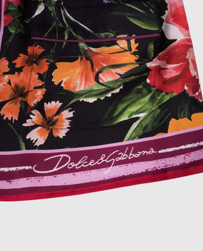 Dolce&Gabbana Children's black silk blouse with floral print L55S87HI1U8