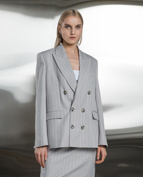 The Andamane Gray double-breasted striped jacket T153007BTNP216