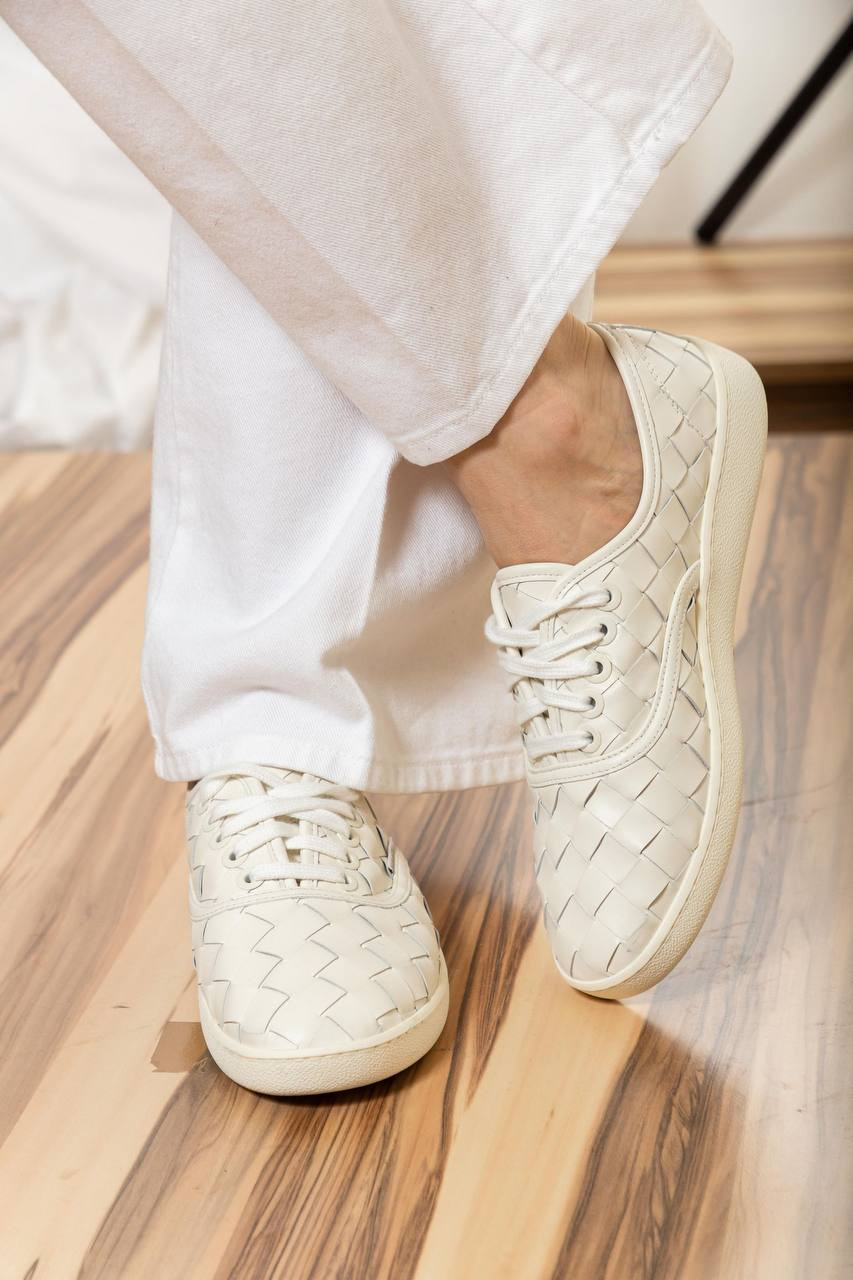 

White Prov Victory Woven Leather Trainers Bottega Veneta