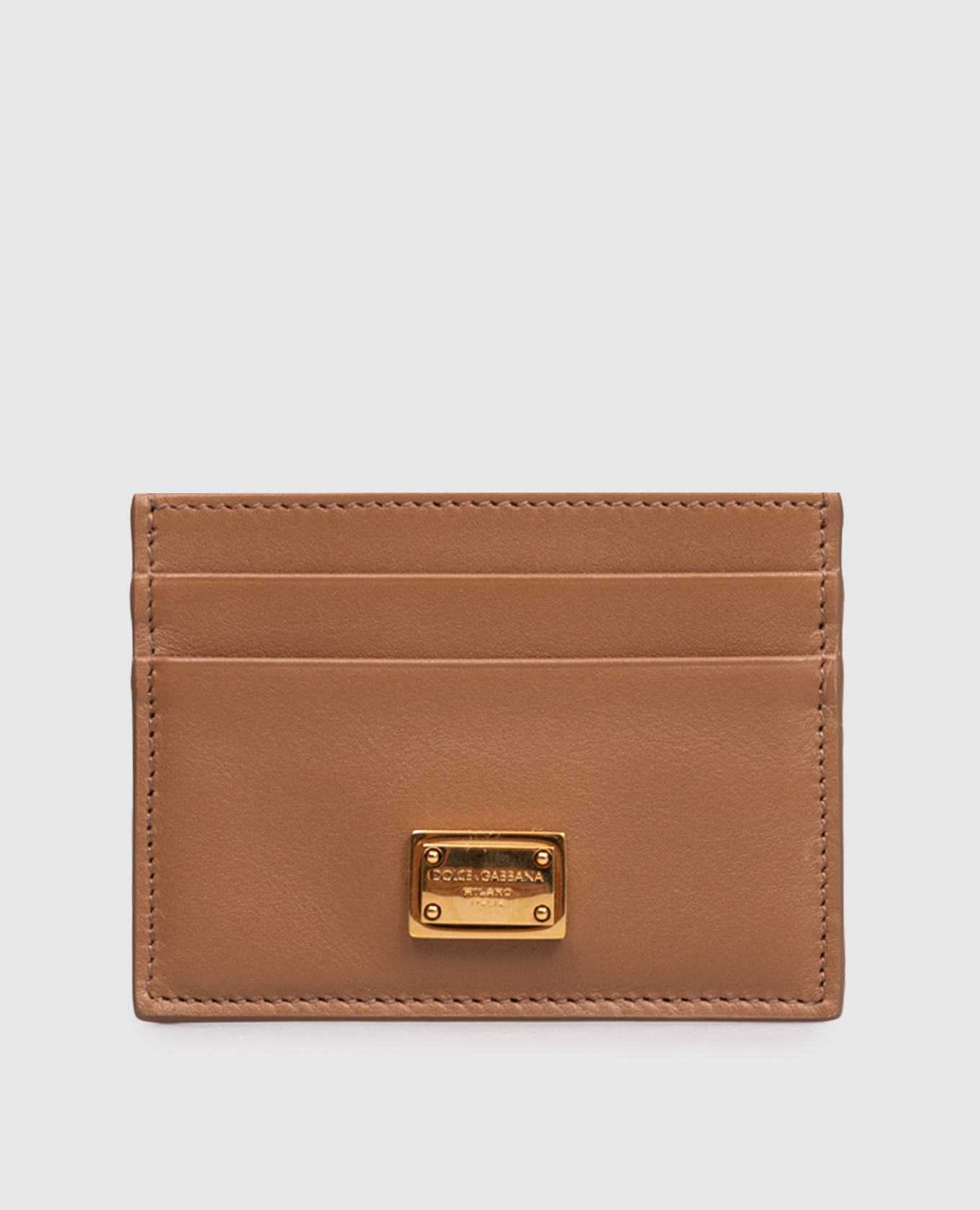 Brown leather cardholder with logo Dolce&Gabbana