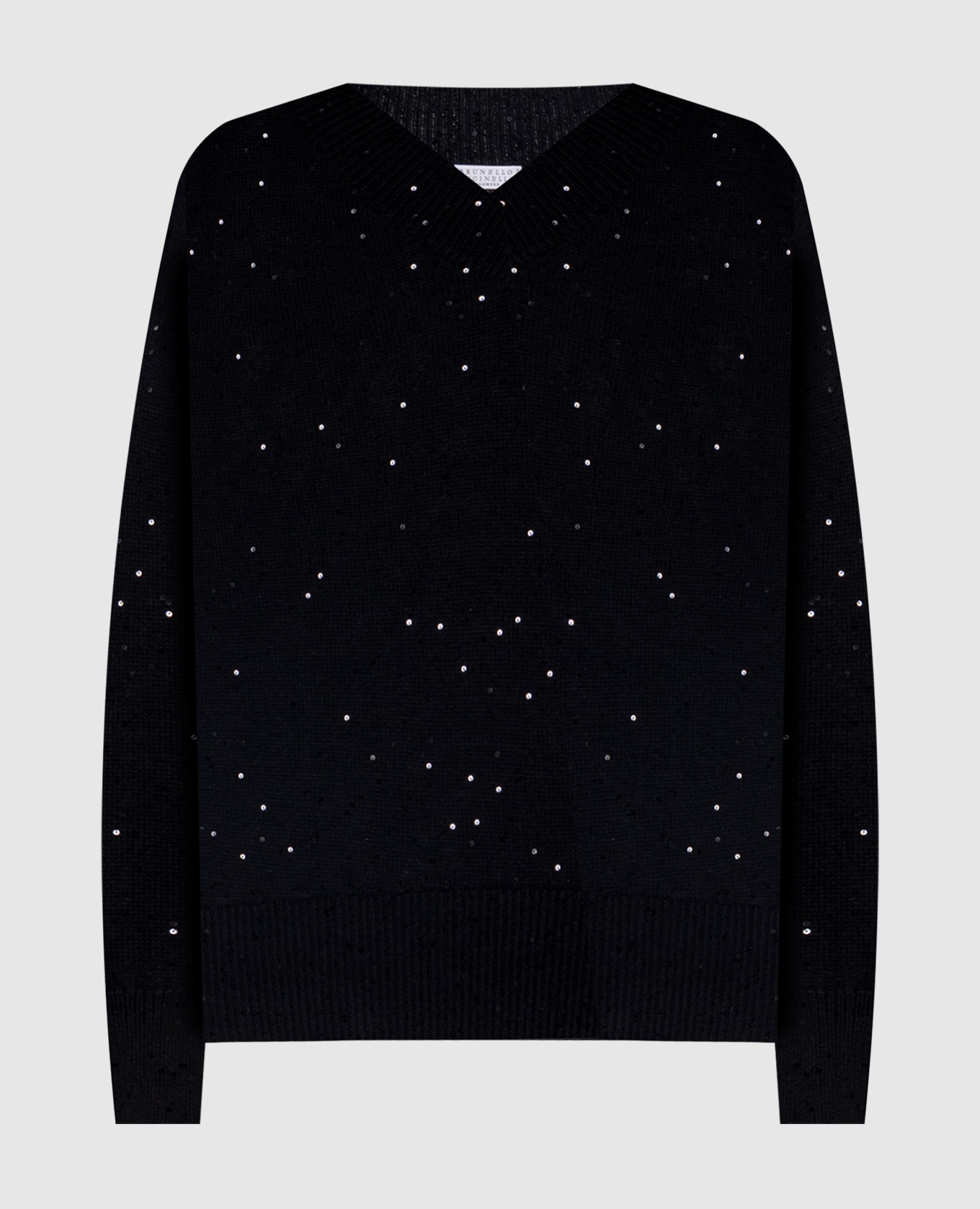 Black cashmere and silk pullover with sequins Brunello Cucinelli