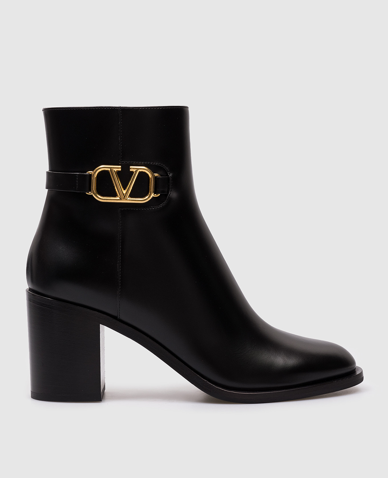 Black leather ankle boots with vlogo signature logo valentino
