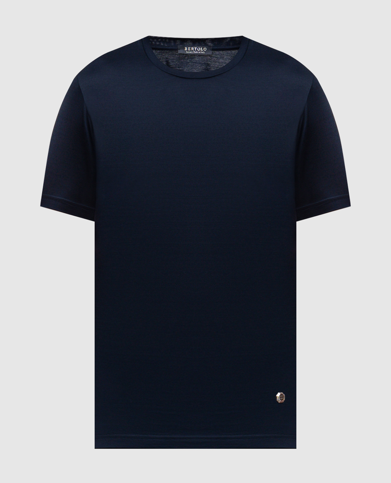 

Blue straight-cut T-shirt with emblem Bertolo Cashmere