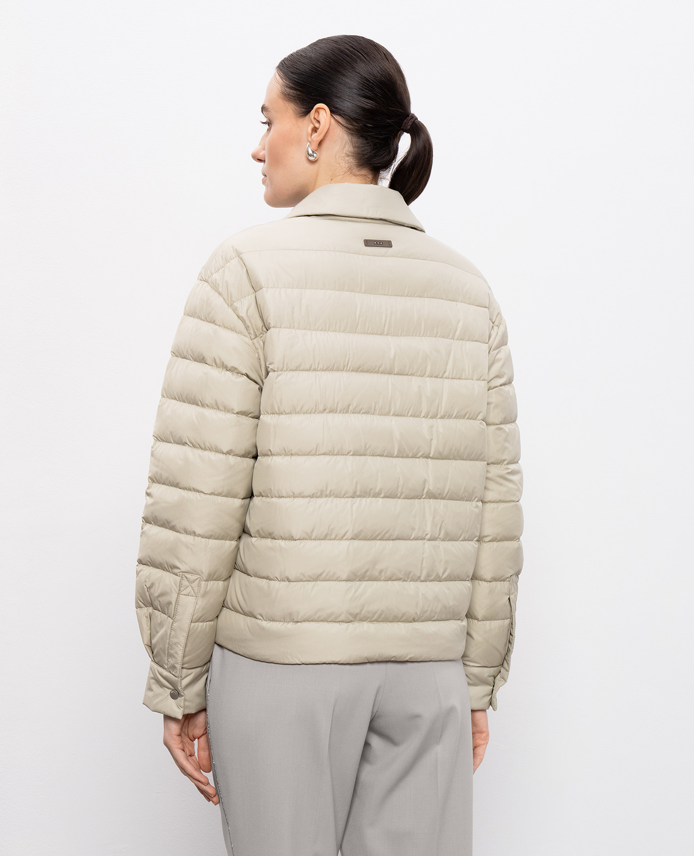 Green down jacket with monil chain Peserico 4