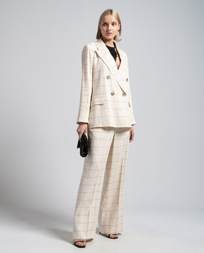 Peserico Beige pants with checked linen P0433500664