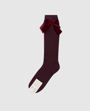 Story Loris Children's burgundy knee high boots with bows 208436