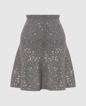 Brunello Cucinelli Gray sequined cashmere and silk skirt M83516989P