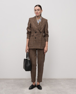 Momoni Brown Gohn wool checked trousers MOPA035MO22
