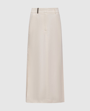 Peserico Beige midi skirt with monil chain P0514302606