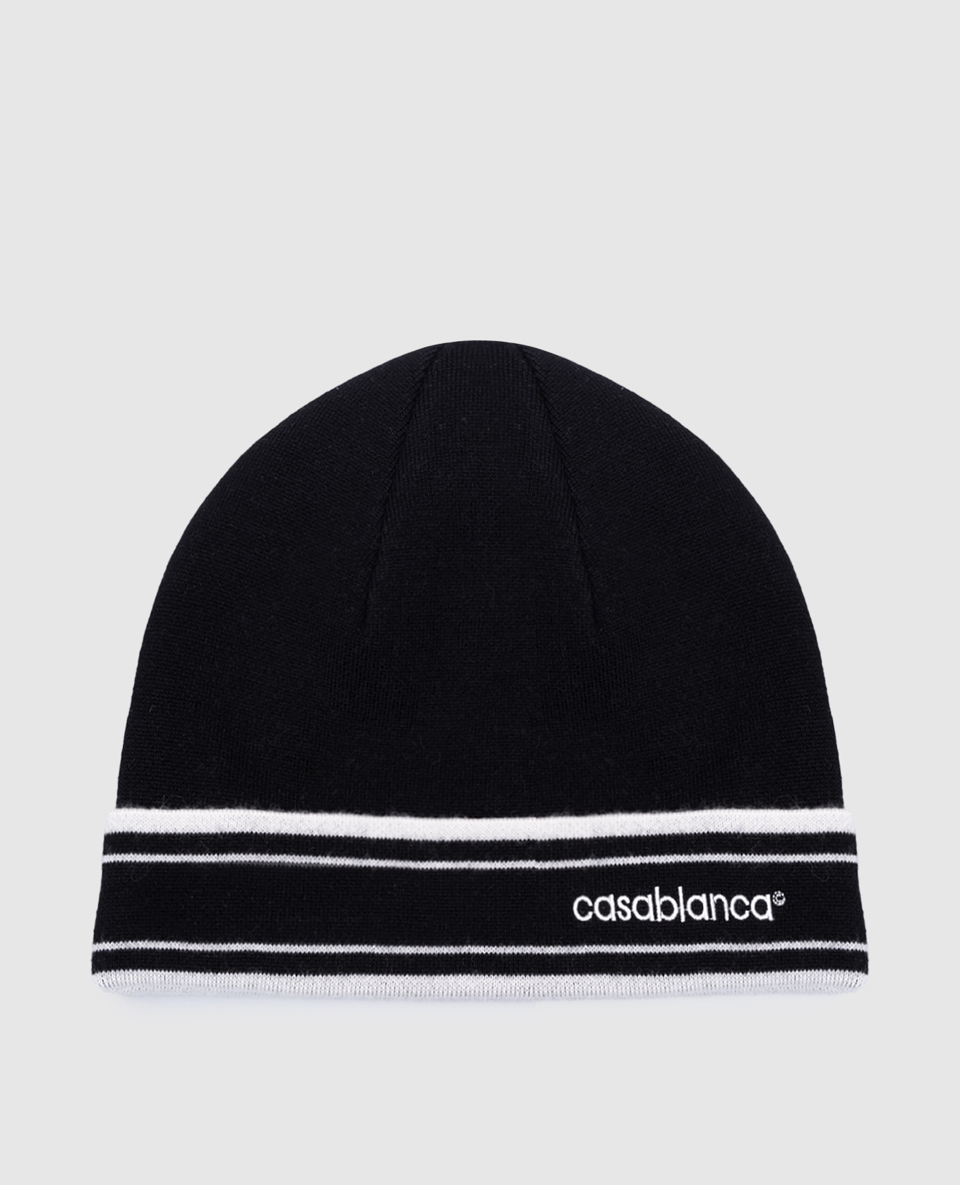 Casablanca Black wool cap with logo embroidery