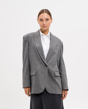 Brunello Cucinelli Gray wool jacket with monil chain MB1167320P