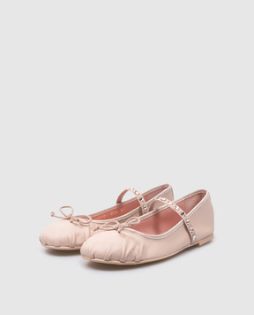 Pretty Ballerinas Hannah beige children's leather ballet flats with Swarovski crystals 51250