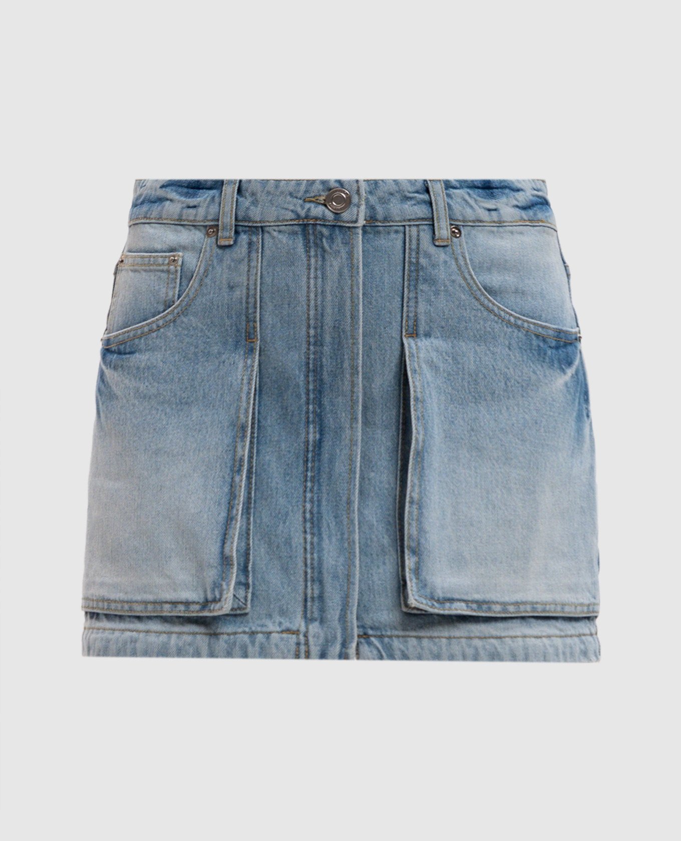 

Blue denim skirt with a frayed effect Juun.j, Light blue