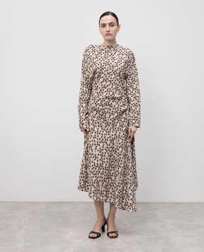 PROENZA SCHOULER Alina beige dress with floral print silk R2523032BYP297