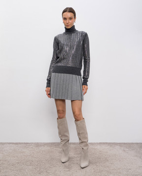 Ermanno Scervino Gray wool and cashmere sweater with crystals D475M308CTEJY