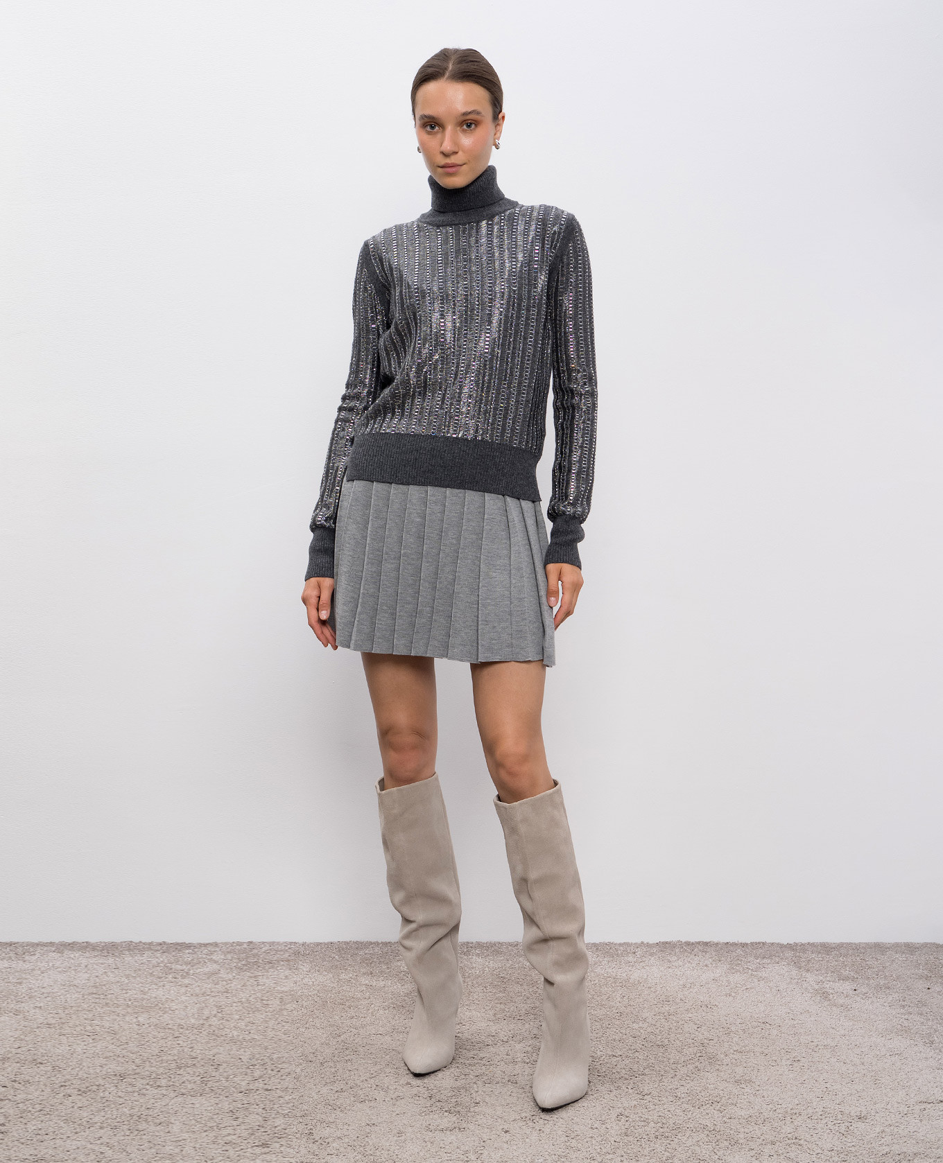 

Gray wool and cashmere sweater with crystals Ermanno Scervino, Grey