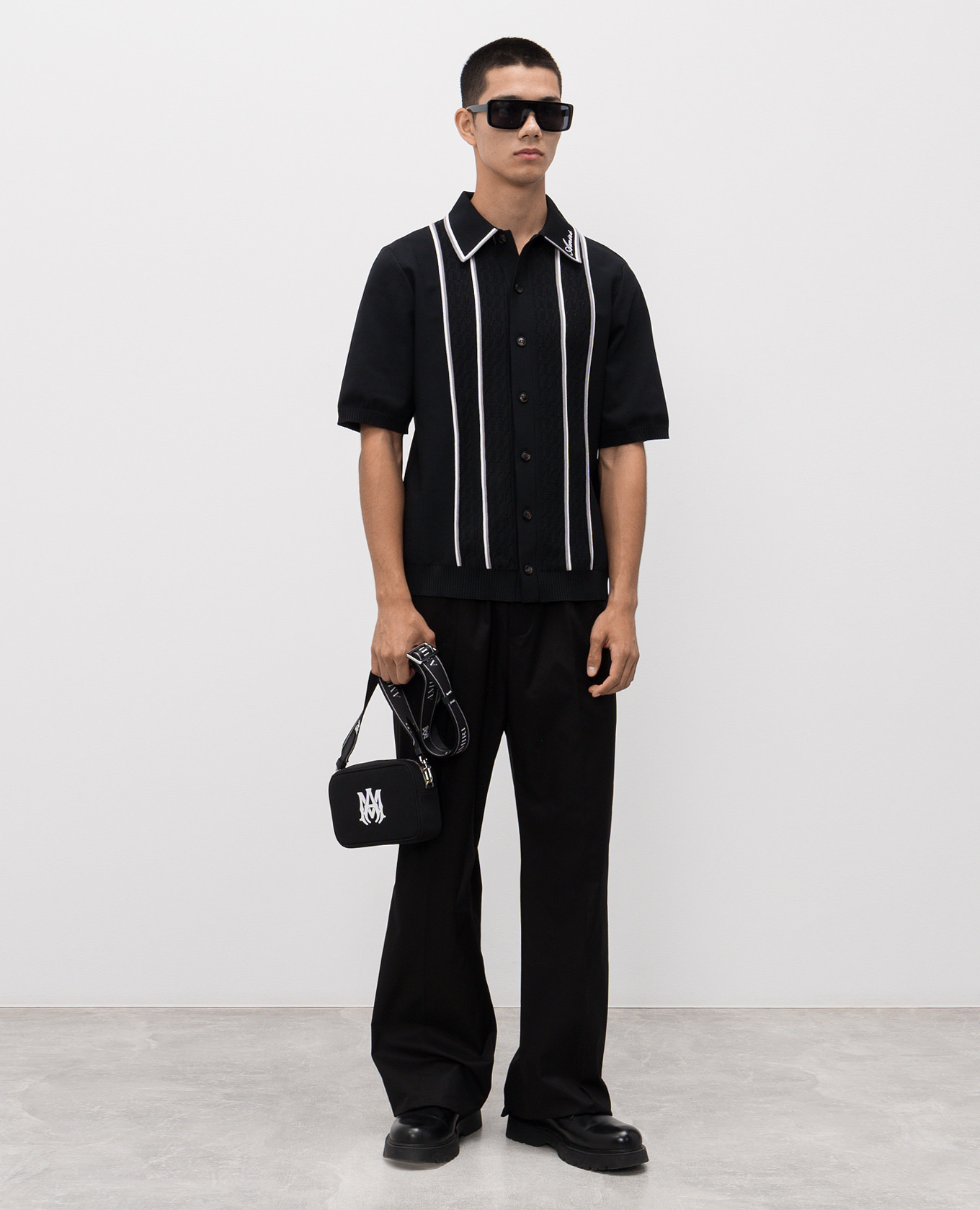 

Black shirt with logo embroidery AMIRI