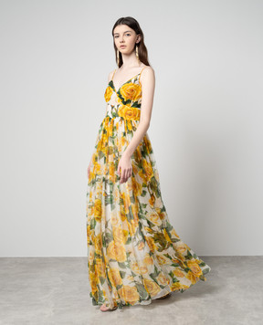 Dolce&Gabbana White floral printed silk maxi dress F6J8BTIS1P2