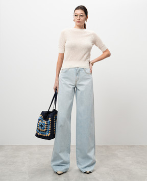 Ermanno Scervino Blue jeans with leather logo patch D467P367FZK