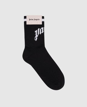 Palm Angels Black socks with logo PWRA00AF25FAB001