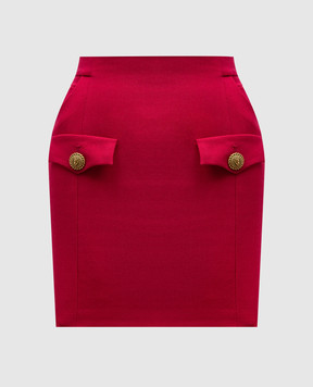 Balmain Pink wool mini skirt CF1LB990WC09