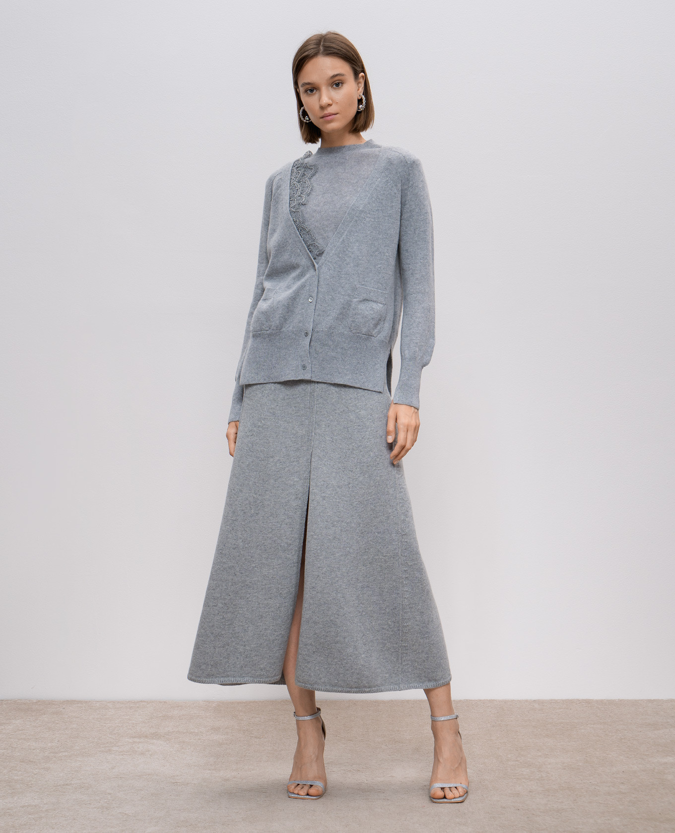

Gray wool and cashmere skirt with slit Ermanno Scervino, Blue