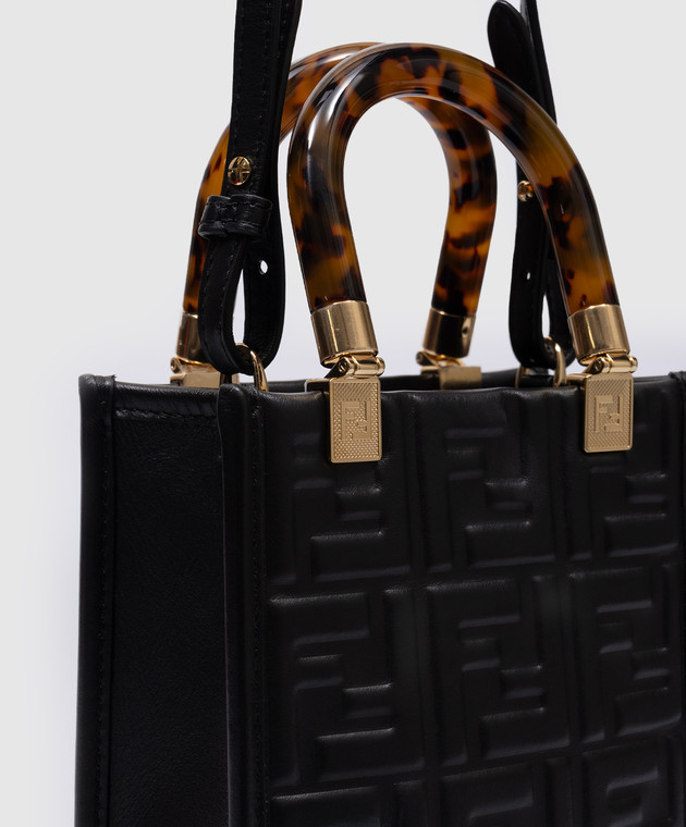 Fendi - Black Sunshine FF Monogram Embossed Leather Tote Bag with