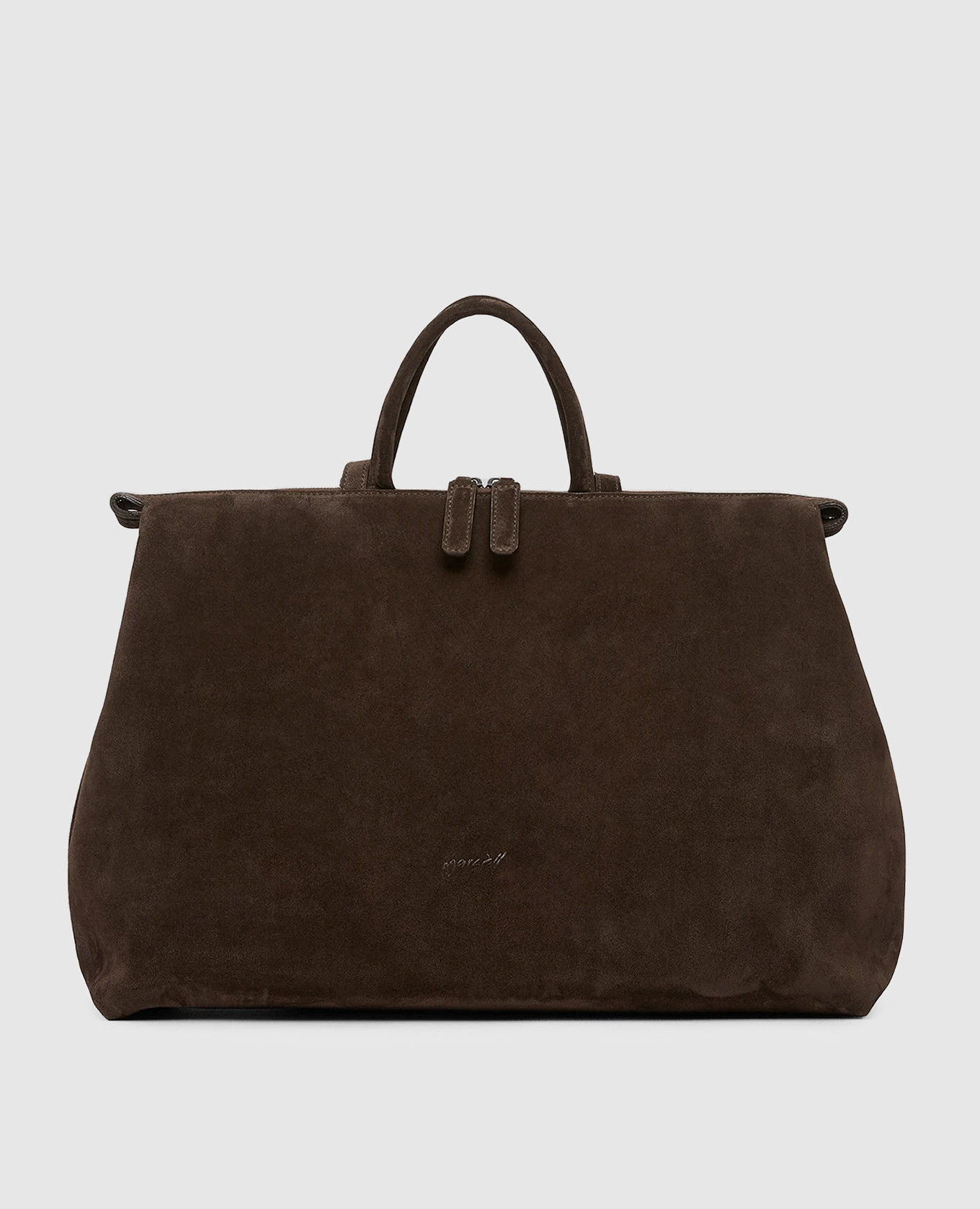 

Brown suede bag with logo Marsell