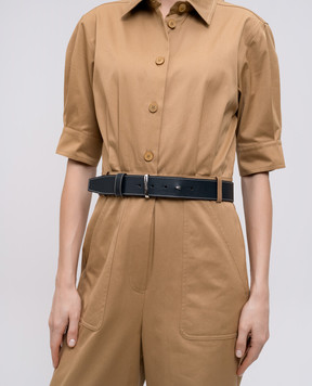 Max Mara Black leather belt with logo BELTLOOP40