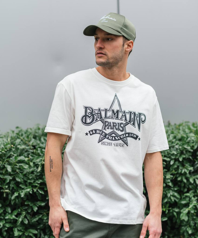 Balmain - White t-shirt with a Star print CH1EG000GD29