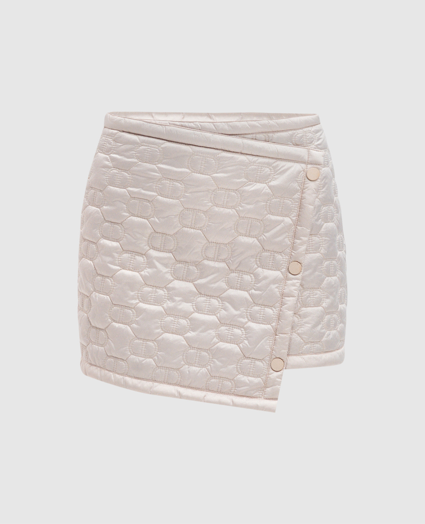 

Beige quilted mini skirt of asymmetric cut Twinset