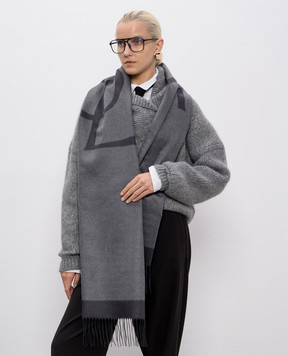 Saint Laurent Grey silk stole with logo 7948613Y009
