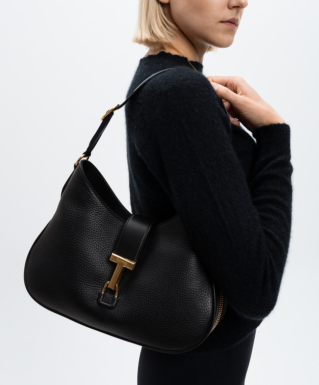 Tom Ford - Black leather hobo bag MONARCH L1760LCL387X