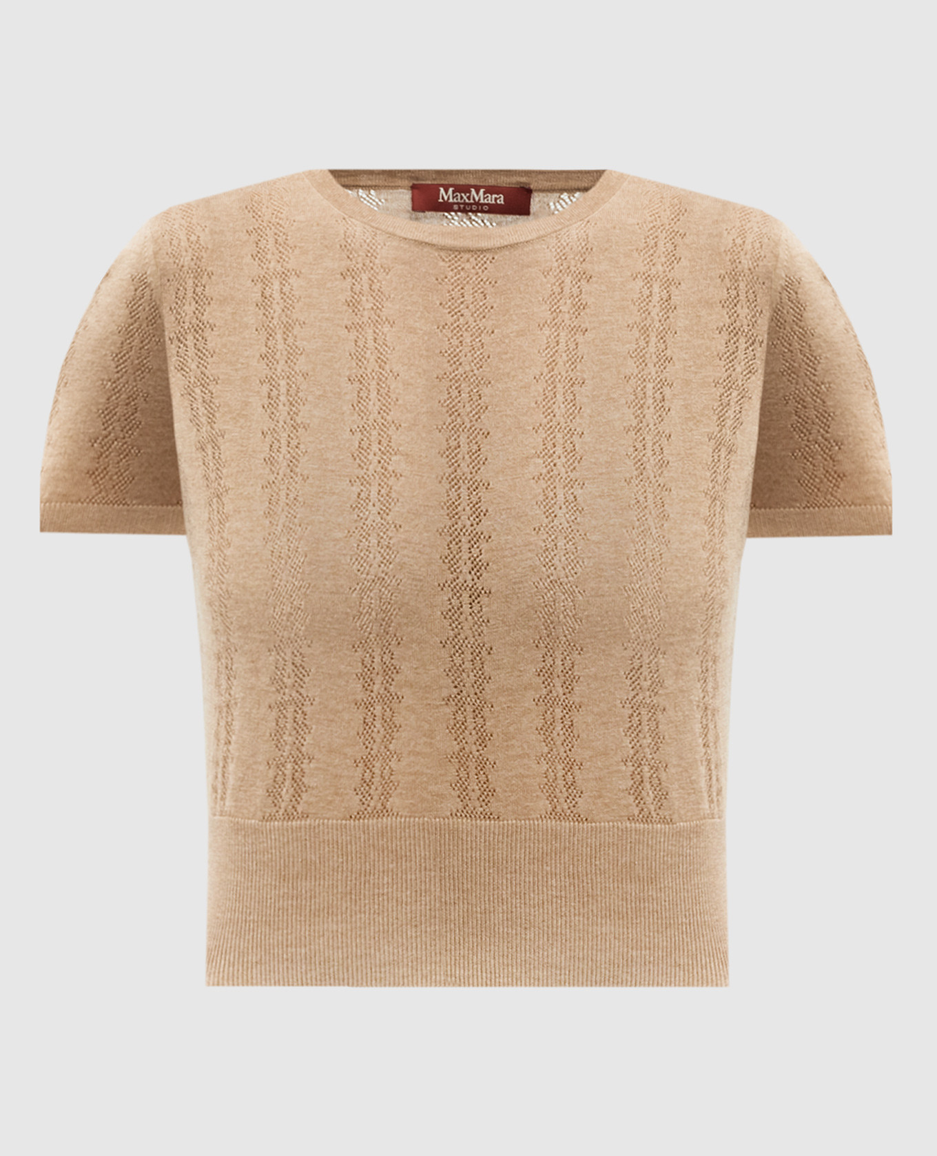 

Brown BOA top made of silk and wool in a woven pattern Max Mara
