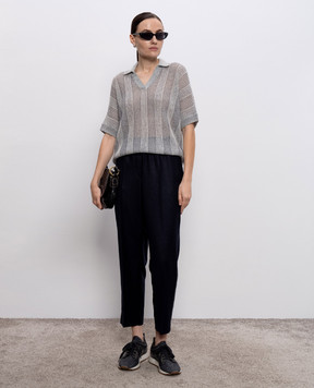 Peserico Gray striped top with wool A99371F079240A
